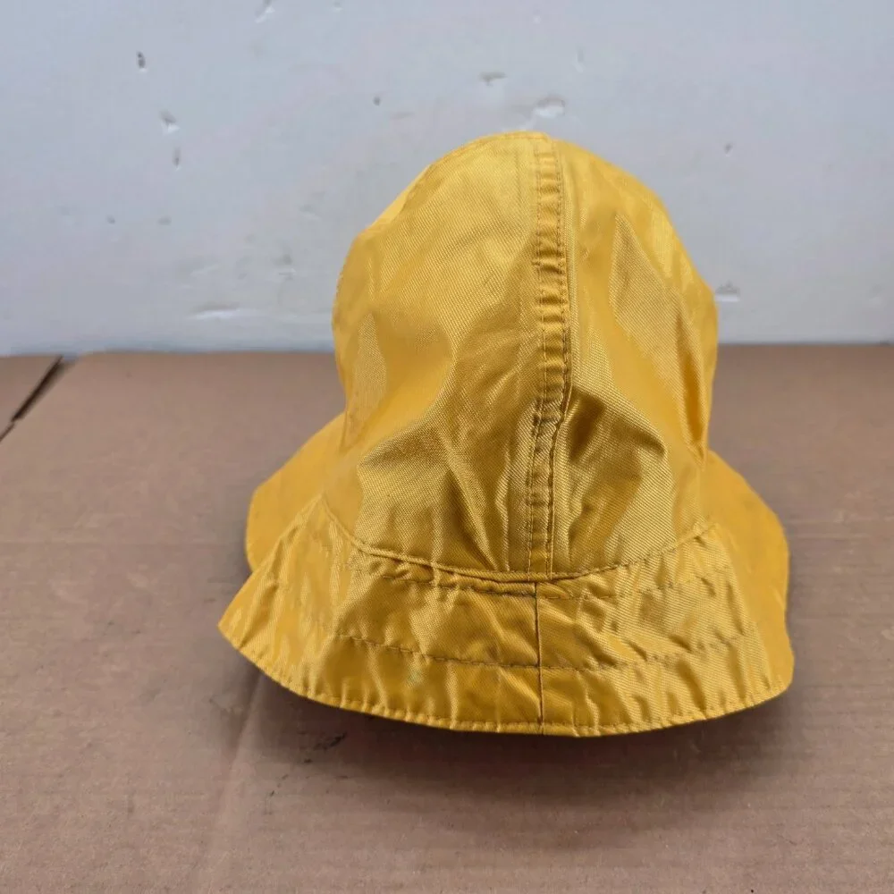 Vintage LL Bean Nylon Hat Yellow Rain Bucket Fisherman USA Size Large Lined
